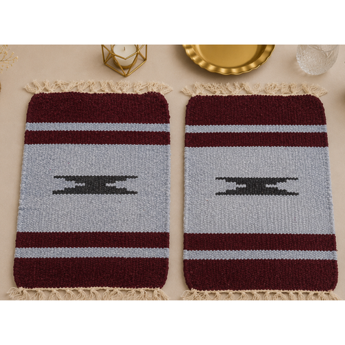 Burgundy Frost Velvet Table Mat Set (Pair of 2)