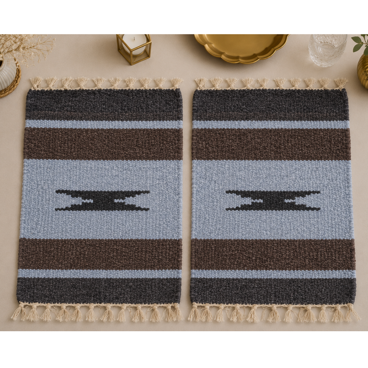 Arctic Mocha Velvet Table Mat Set (Pair of 2)