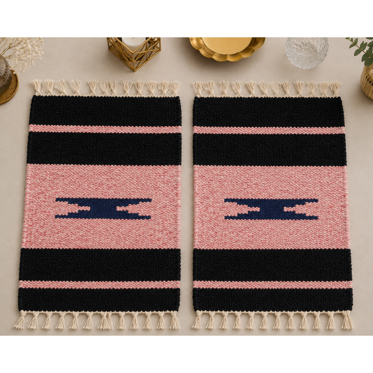 Midnight Blush Velvet Table Mat Set (Pair of 2)