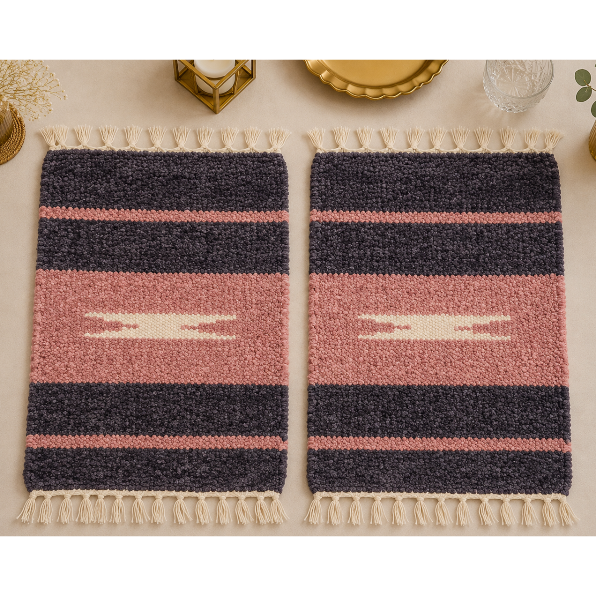 Rosewood Noir Velvet Table Mat Set (Pair of 2)