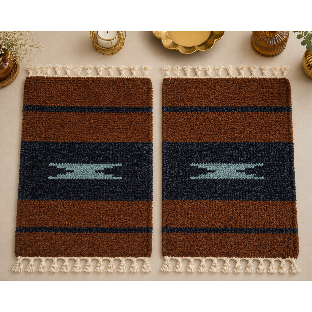 Walnut Noir Velvet Table Mat Set (Pair of 2)
