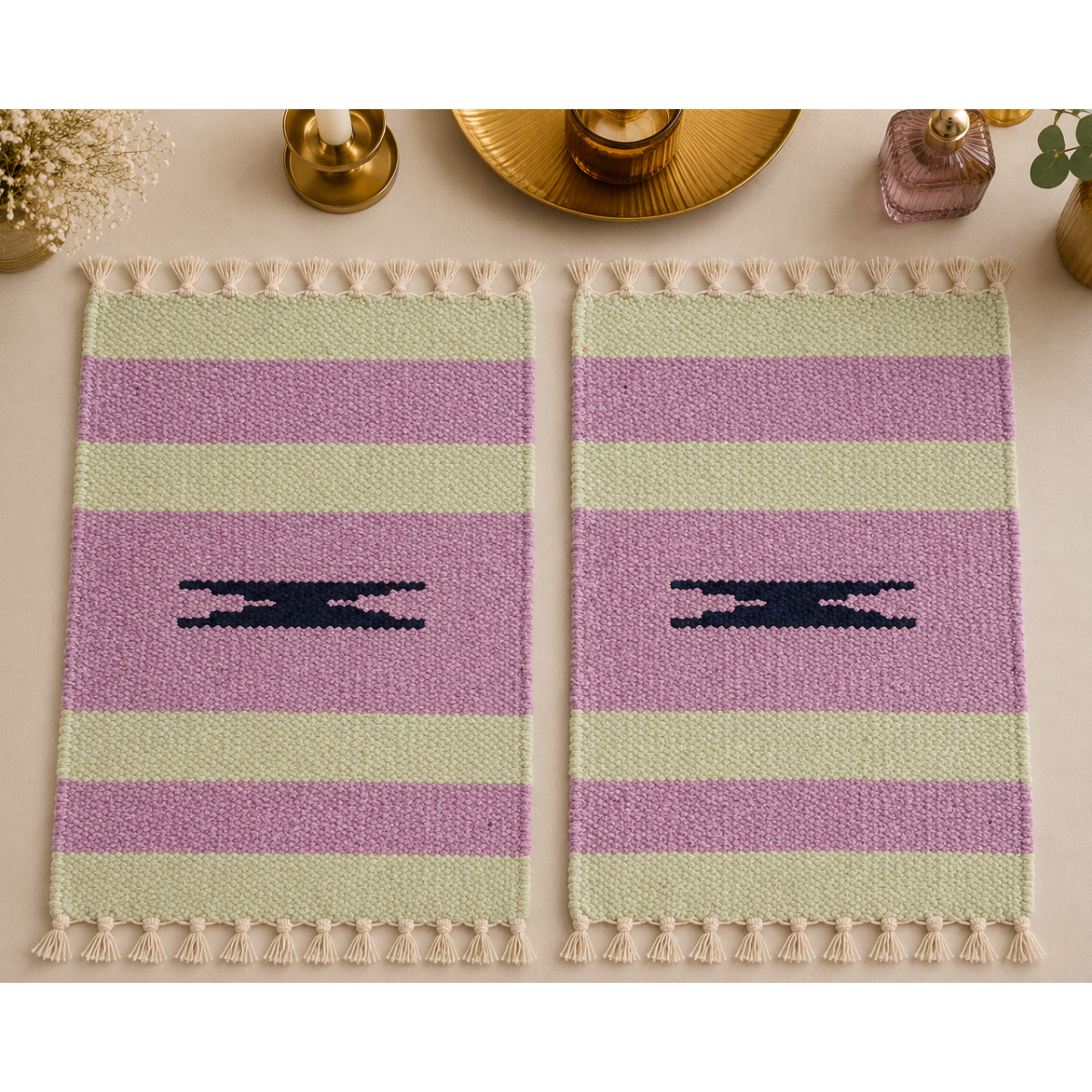 Pastel Bloom Velvet Table Mat Set (Pair of 2)