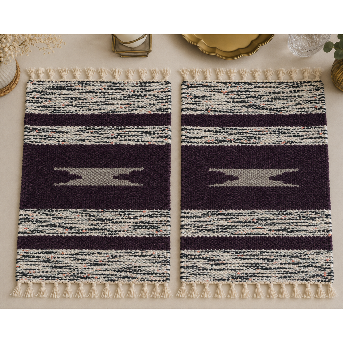Plum Frost Velvet Table Mat Set (Pair of 2)