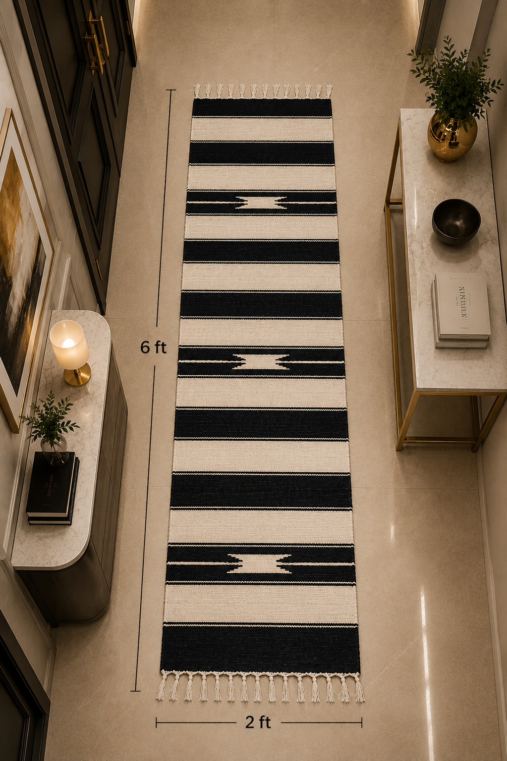 Handmade Velvet Runner Rug for Hallway & Corridor