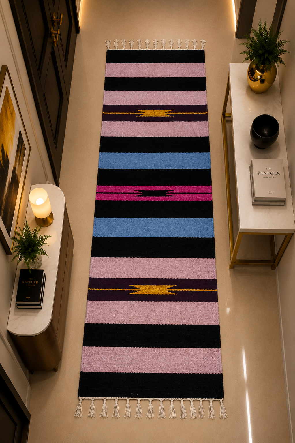 Elegant Velvet Runner Rug – Non-Slip Hallway Runner