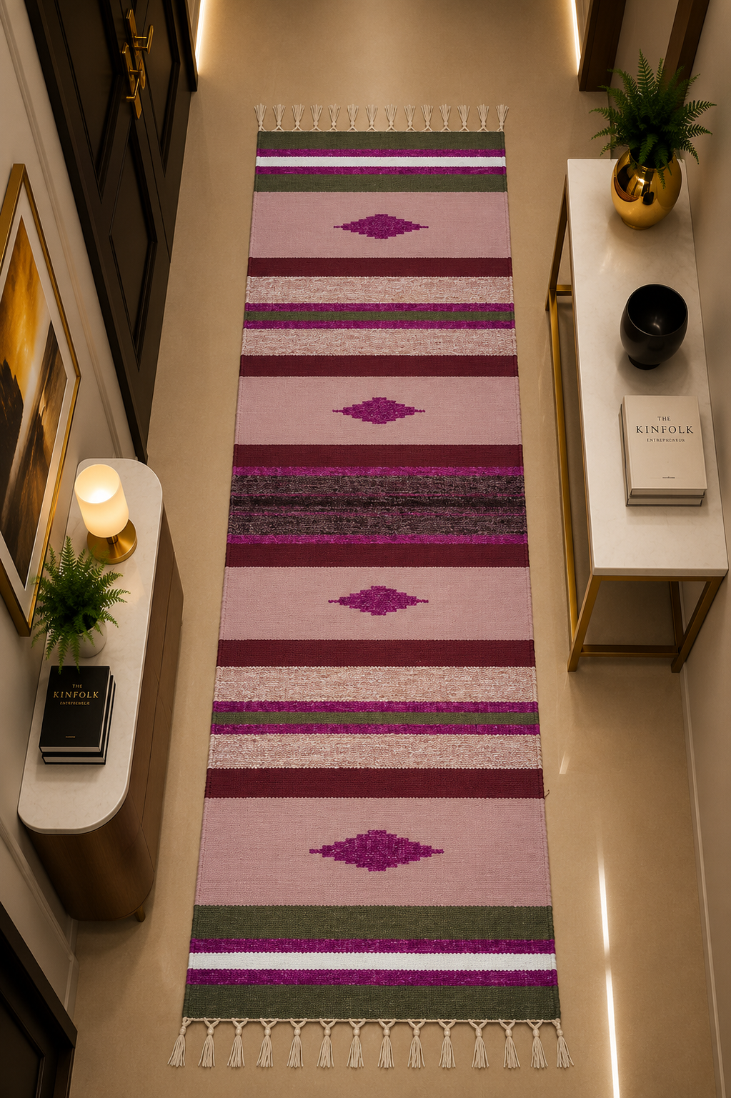 Designer Velvet Runner Carpet for Living Spaces