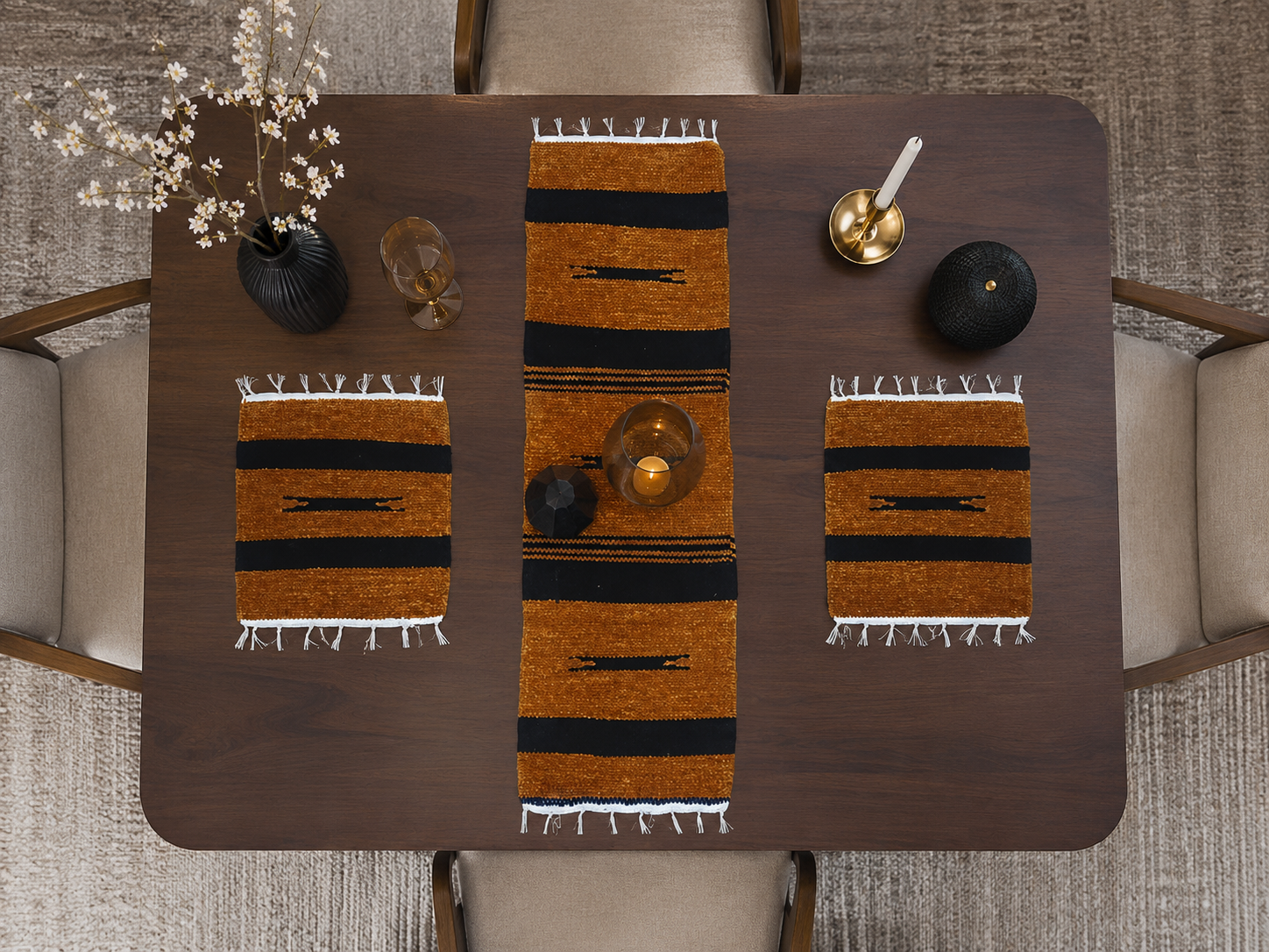 Handcrafted Dining Table Mats & Runner Set