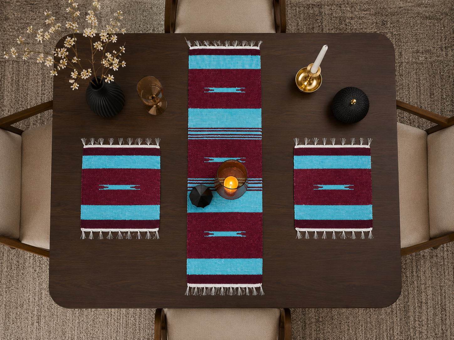 Handcrafted Dining Table Mats & Runner Set