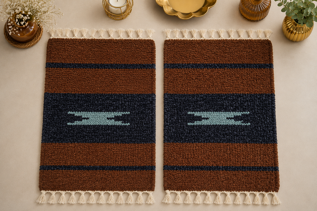 Walnut Noir Velvet Table Mat Set (Pair of 2)
