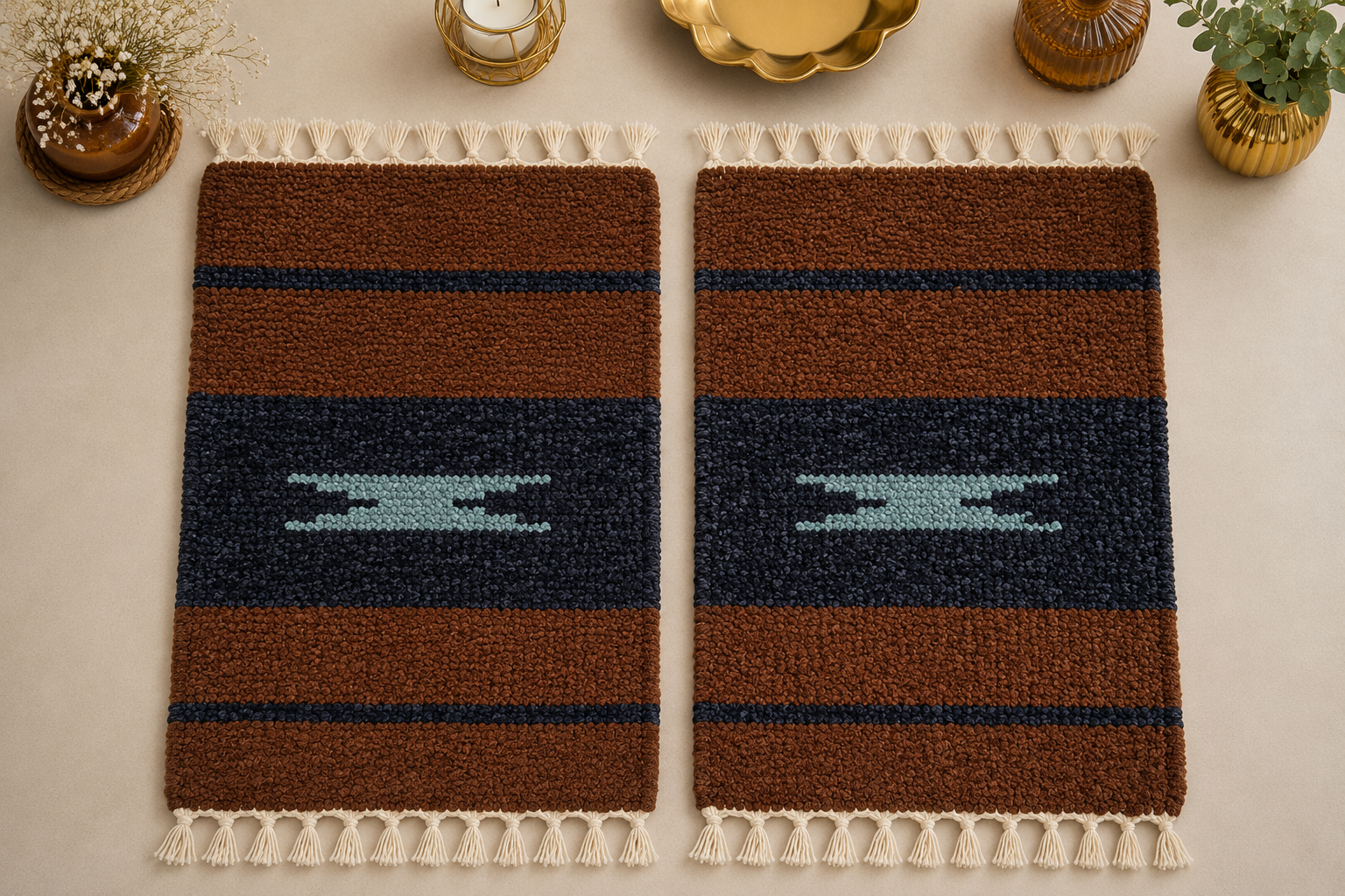 Walnut Noir Velvet Table Mat Set (Pair of 2)