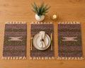 Handmade Velvet Table Placemat Set – Mauve & Olive Striped Design | 1 x 1.9 ft