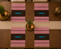 Luxury Handmade Velvet Table Mat – Pink & Brown Striped Dining Placemat | 1 x 1.9 Ft