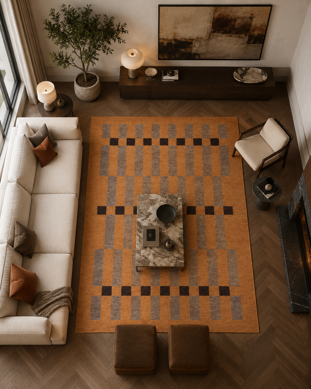 Rustic Geometry Wool Rug