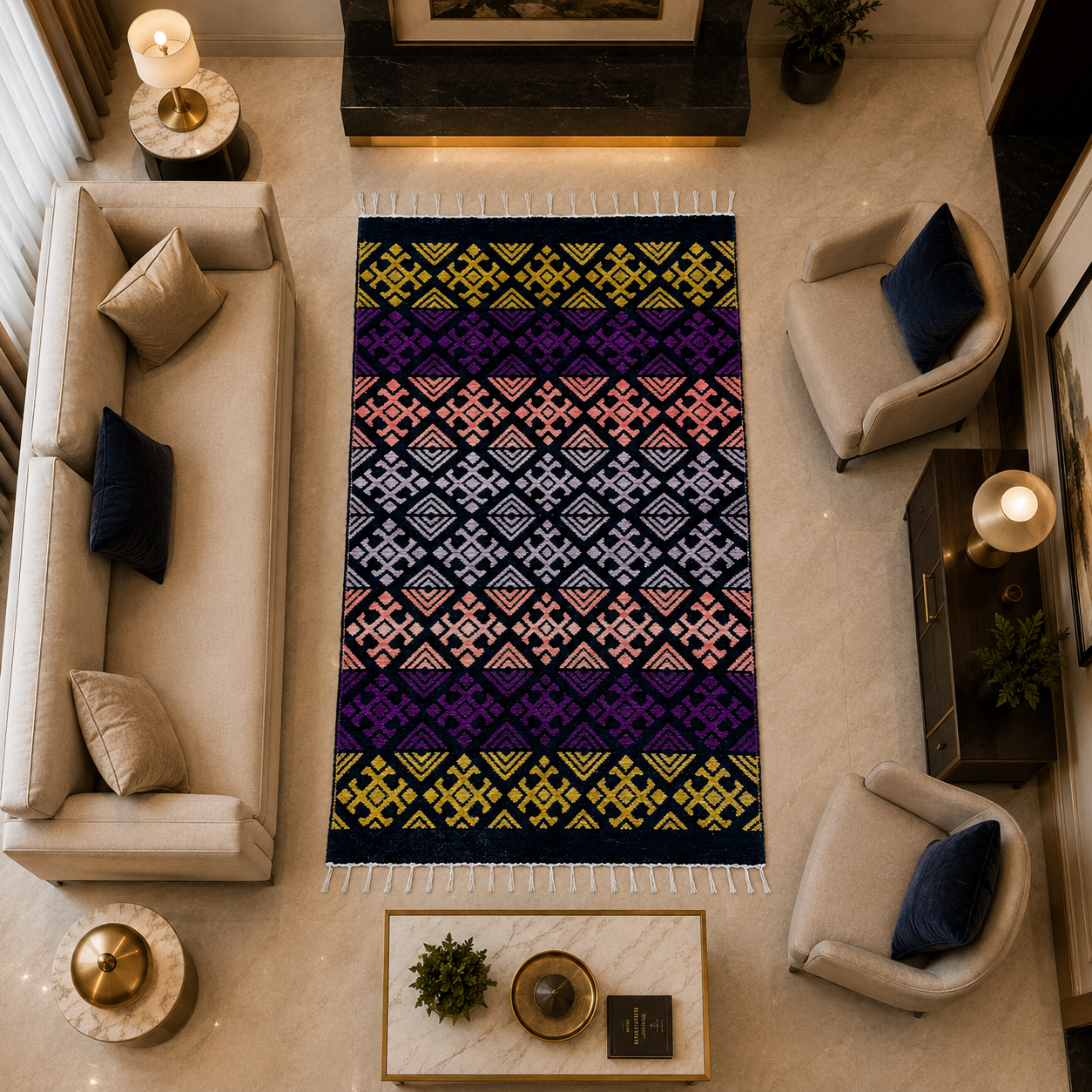Living Room Jacquard Velvet Rug