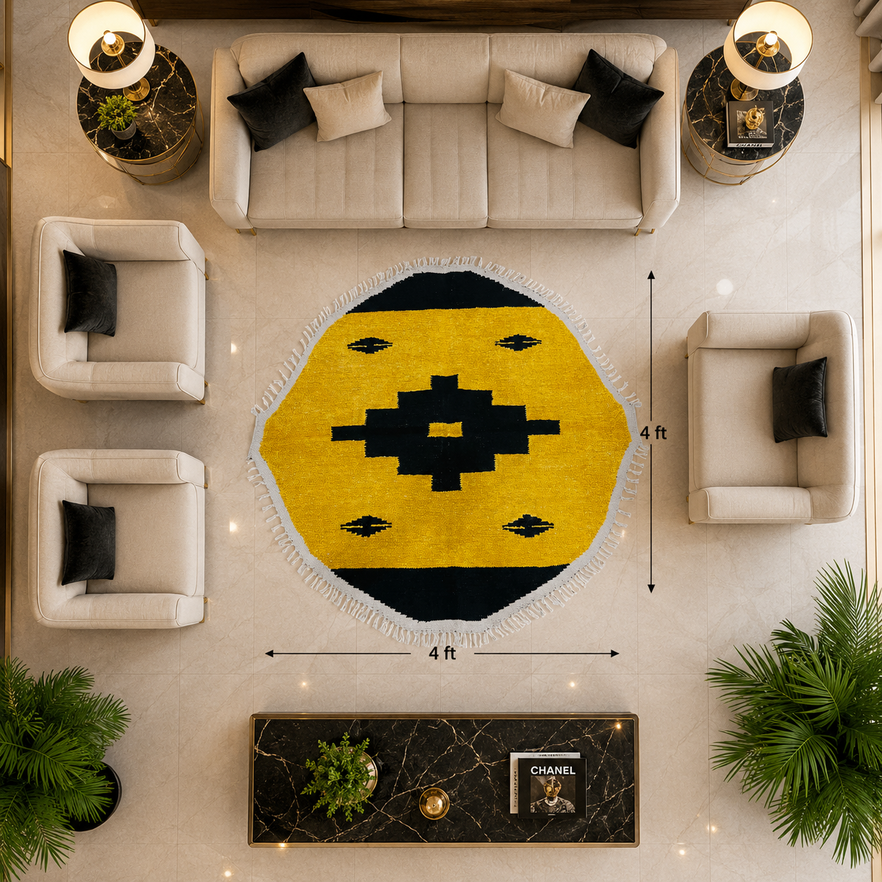 Handmade Round Velvet Rug