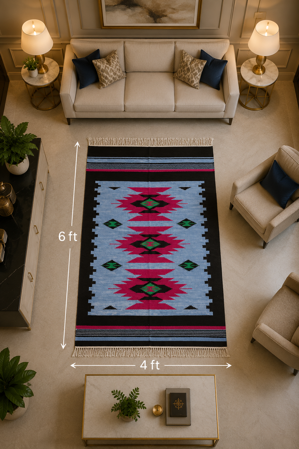 Handcrafted Velvet Rug – Contemporary Ethnic Pattern