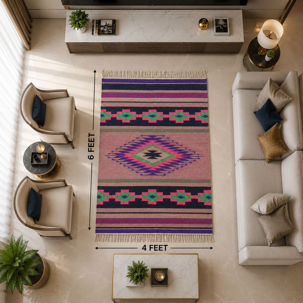 Soft Velvet Area Rug – Vibrant Geometric Design