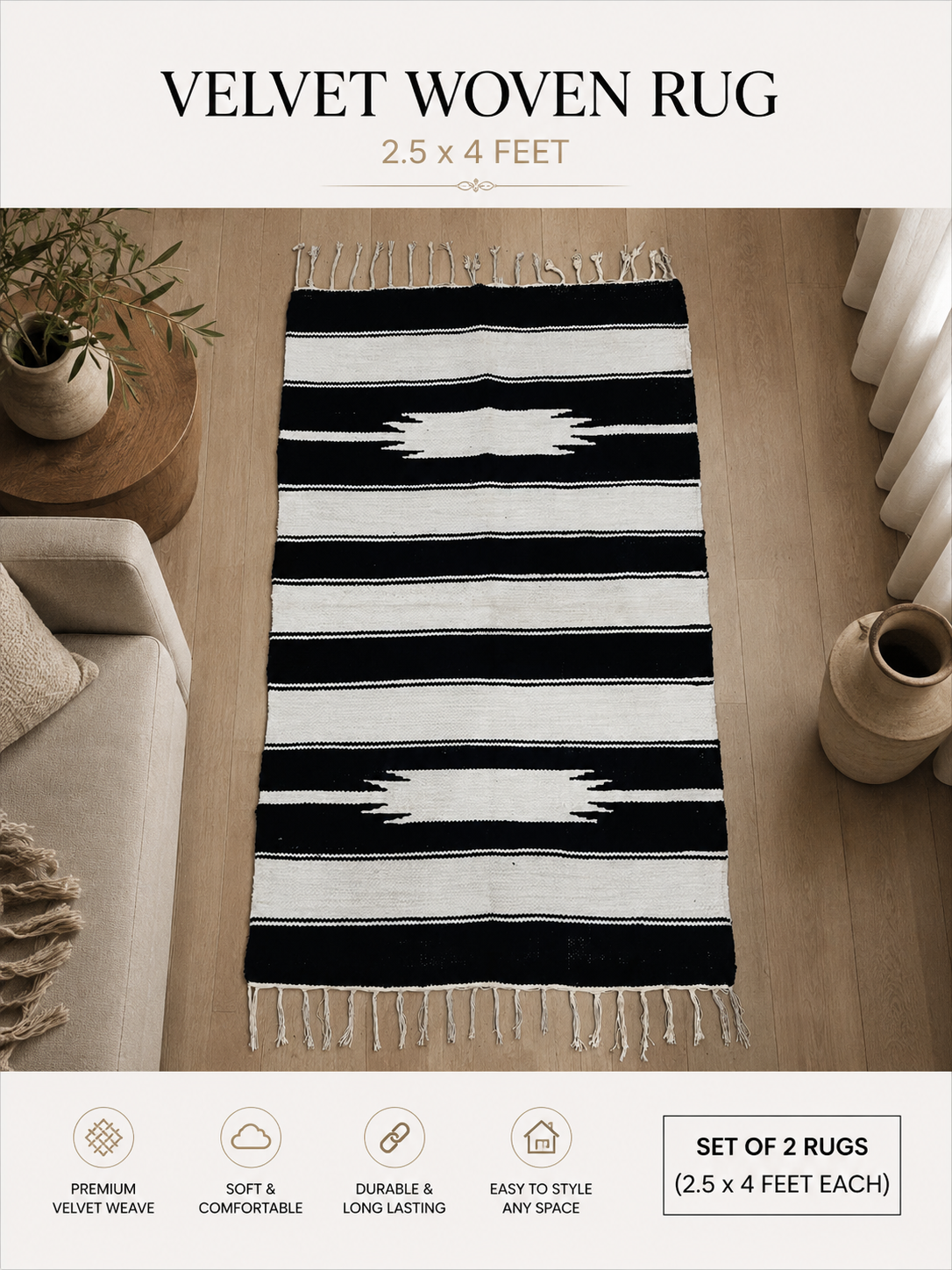 Set of Two Soft Velvet Rugs