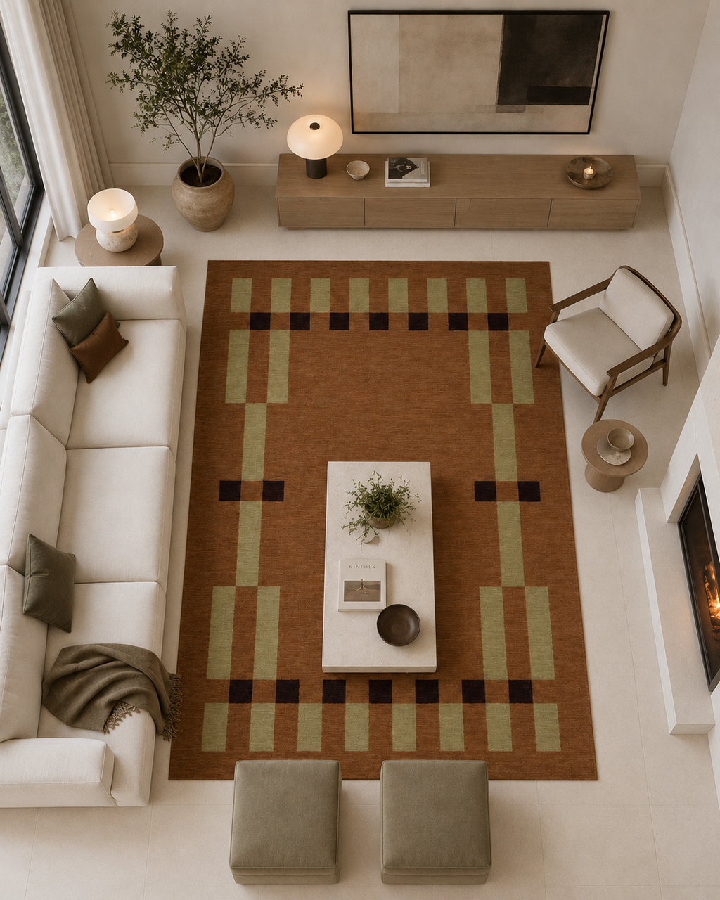 Earth Tone Wool Area Rug