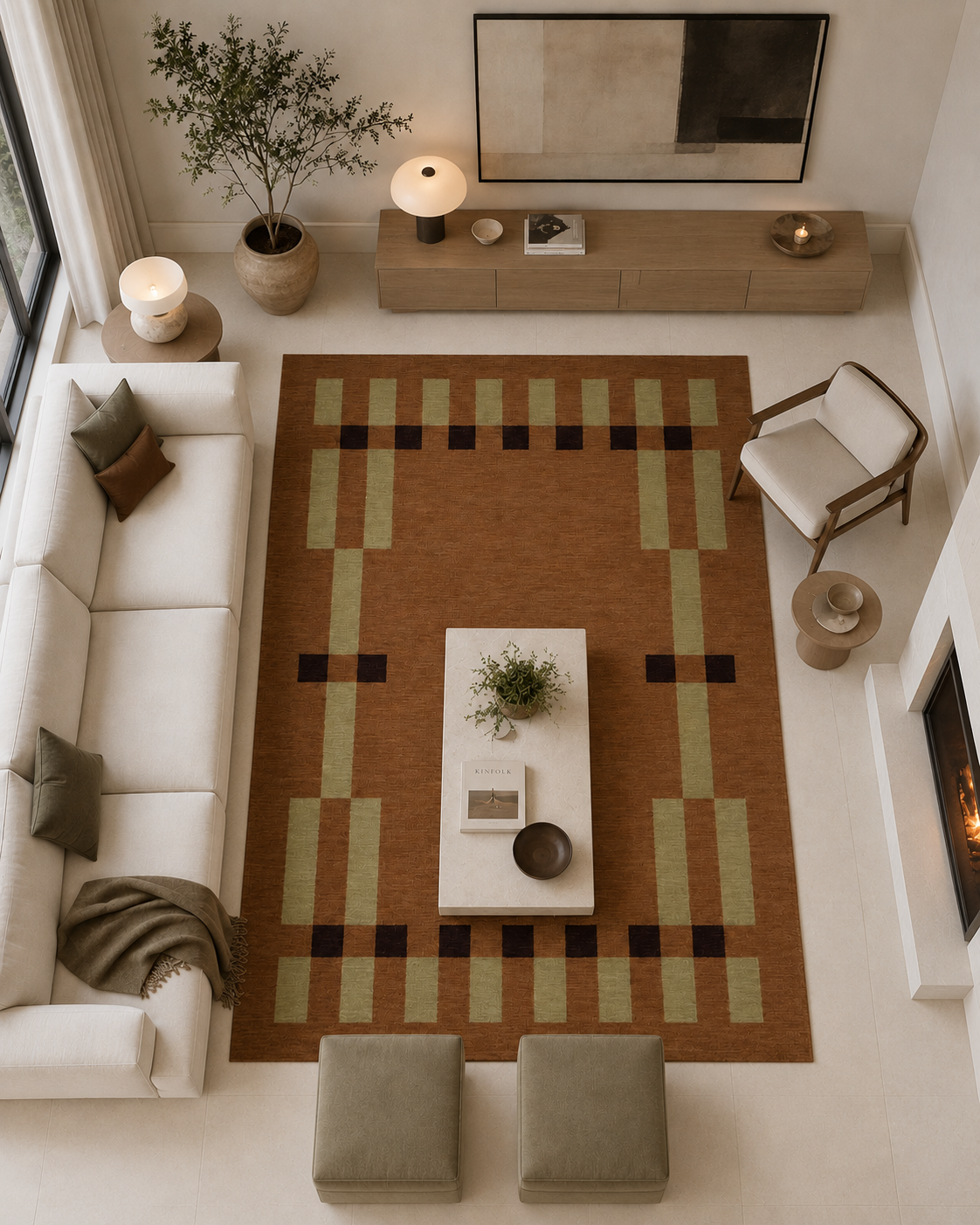 Earth Tone Wool Area Rug