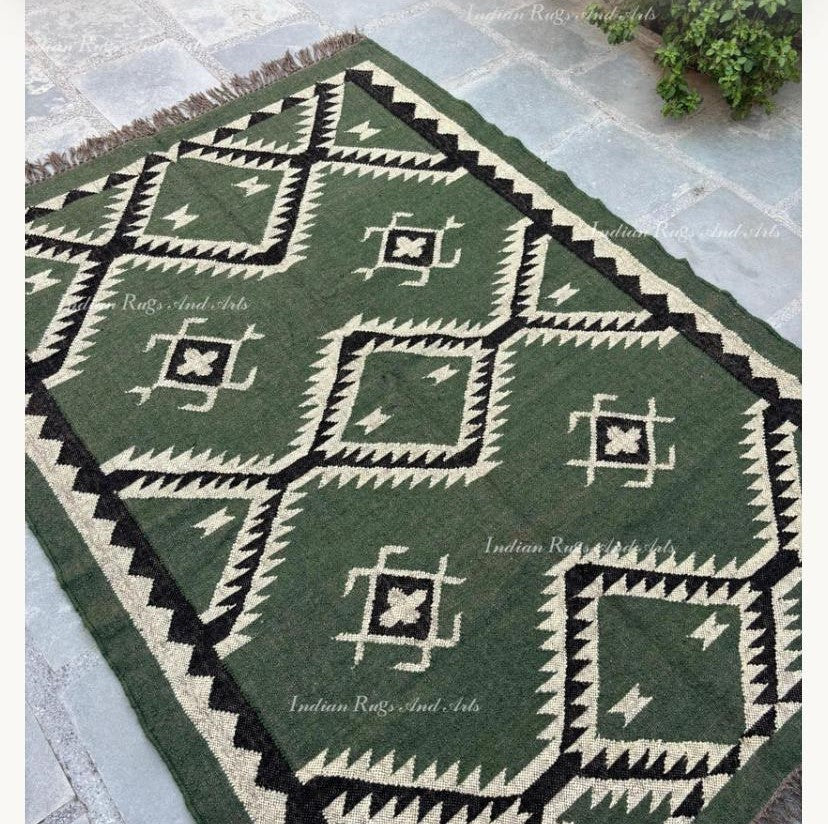 Luxury Geometric Wool Area Rug – Custom Made